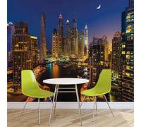 FORWALL City Dubai 1672FW Papier Peint Photo Motif Nuit, Intissé (EasyInstall), XXL - 312cm x 219cm