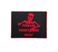 Forward Observations Group Écusson tactique en PVC Motif squelette Plusieurs couleurs Base noire 8,5 cm x 6,5 cm Fermeture à crochet au dos