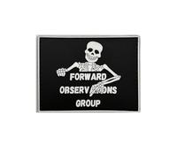 Forward Observations Group Patch tactique en PVC, motif squelette noir et blanc, caractéristique phosphorescente, crochet de 8,5 cm au dos
