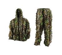 FORWO Ghillie Costumes 3D Feuilles Woodland Camouflage Vêtements en Plein Air Armée Militaire Camo Vêtements pour la Chasse dans la Jungle, Paintball, Airsoft, Photographie de la Faune (Adulte)