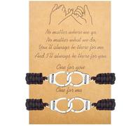 FORWOMLM Lot de 2 bracelets menottes en corde tressée réglable avec une carte pour femme, homme, meilleur ami, meilleure amie, cadeau d'anniversaire, de Thanksgiving
