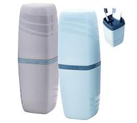 FORYNXHWIN 2 Pcs Etui à Brosse à Dents,Boîte à Brosse à Dents de Voyage,Gobelet à Dents Plastique,Portable étui de Brosse à Dents de Voyage, pour Le Camping, Le Voyage, La Maison, Scolaire(Bleu+Gris)