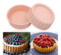 FORYNXHWIN 2Pcs Moule à Gâteau Rond en Silicone AntiadhéSif, Moule à Gateau Charlotte Moule en Silicone Rond pour Cheesecake Brownie Tartes Flan 8 Pouces - Rose