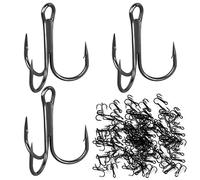 FORYNXHWIN 50 pcs Set d'hameçons triples, hameçons de pêche au trébuchet, hameçons triples Acier Carbone, hameçons triples Super tranchants