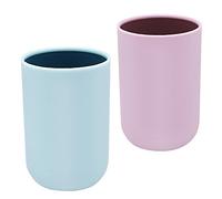 FORYNXHWIN Gobelet Brosse a Dent Salle de Bain Enfant 2 Pièces Gobelet Réutilisable Gobelet Salle de Bain Convient pour Voyage Camping Accueil Utilisation Quotidienne(Bleu et Rose)