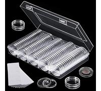 FORYNXHWIN Lot de 100 Capsules de pièces de Monnaie de 30 MM avec 5 Tailles (17/20/25/27/30MM) étui de Porte-Monnaie en Mousse de Protection réglable pour Collecte et Stockage de Monnaie