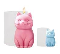 FORYNXHWIN Lot de 2 moules en silicone 3D en forme de chat - Moule à bougie en silicone - Joli chat - Moules à bougies pour béton, animaux, bougeoirs, décoration, bricolage, décoration de table