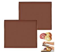 FORYNXHWIN Lot de 2 tapis de cuisson en silicone avec bord - Plaque de cuisson antiadhésive pour biscuits roulés, gâteaux et biscuits | Tapis de cuisson antidérapant Swiss Roll Cake | Moule pour four