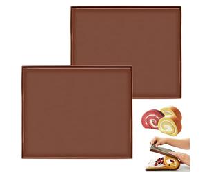 FORYNXHWIN Lot de 2 tapis de cuisson en silicone avec bord - Plaque de cuisson antiadhésive pour biscuits roulés, gâteaux et biscuits | Tapis de cuisson antidérapant Swiss Roll Cake | Moule pour four