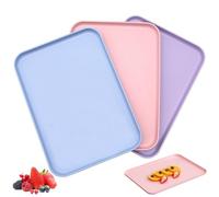 FORYNXHWIN Lot de 3 plateaux rectangulaires en plastique 30 x 22 cm Pour cuisine, restaurant, café, boulangerie - 3 couleurs