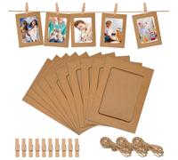 FORYNXHWIN Lot de 30 guirlandes photo avec pinces en papier kraft - 11,5 x 15,5 cm - Décoration murale à suspendre - Cadre photo en carton pour décoration DIY pour anniversaire, mariage, fête