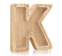 FORYNXHWIN Tirelire en bois personnalisée pour enfants et filles - Motif alphabet - Transparente - Cadeau et décoration - (K)