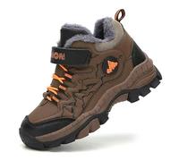 Foryo Chaussures d'hiver pour garçon, chaussures de randonnée, bottes de neige, chaussures de trekking, chaussures de randonnée pour enfants, bottes d'hiver chaudes doublées, marron, 30 EU Schmal