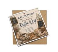 FORYOU24 Chèque de café pour un rendez-vous de café commun, carte 15 x 15 | Carton de 350 g/m², enveloppe en papier kraft, imprimée en Allemagne, invitation au café, visite au café et bon moment