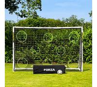 FORZA But de Football/Futsal de 3 m x 2 m | uPVC Durable et Résistant aux Intempéries | Équipement de Jardin | Ballon d’Entraînement, Mur de Tir et Sac en Option (But + Sac + Ballon + Mur de Tir)