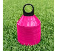 FORZA Mini Plots de Marquage pour Entraînement de Sport [Pack de 50/1000] | Cônes Durables et Polyvalents pour Le Football, Le Rugby et Plus | Support de Transport (Pack de 50, Rose)