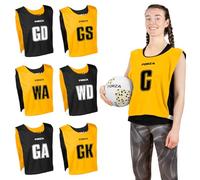 FORZA Pro Chasubles de Netball Réversibles [Pack de 7] | 5 Combinaisons de Couleurs | Idéales pour Les Écoles et Les Clubs (Jaune/Noir, Moyen)
