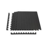 ForzaFit Tapis de gymnastique en mousse EVA - Noir - 120 x 120 cm - Lot de 4 tapis de 60 x 60 cm avec bordure - Tapis de jeu pour enfants - Tapis de protection du sol pour équipements sportifs