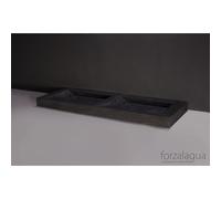 Forzalaqua Bellezza Doppio lavabo 140,5x51,5x9cm Rectangulaire 2 trous de robinet 2 lavabos Pierre naturelle Granit adouci 100298