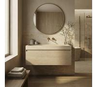 Forzalaqua Ibiza Ensemble meuble de salle de bains - 120x50x50cm - 1 tiroir - lavabo en travertin - sans trou de robinet - set de supports - bouchon de vidage - Smoke SW492344/SW67793/SW242509/SW69620