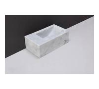 Forzalaqua Venetia Xs lave-mains 29x16x10cm lavabo Droite 1 trou de robinet gauche Pierre naturelle Carrara poli 100435