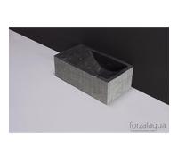 Forzalaqua Venetia Xs lave-mains 29x16x10cm lavabo Droite 1 trou de robinet gauche Pierre naturelle Bleu gris ciselé 100235