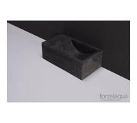 Forzalaqua Venetia Xs lave-mains 29x16x10cm lavabo Droite 1 trou de robinet gauche Pierre naturelle Granit adouci 100233