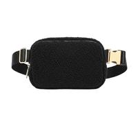 FORZAROCKET Sac banane pour femme avec bandoulière étendue de 177,8 cm, sac banane grande taille avec matériel doré, Sherpa Noir, Extra Plus Size, Sac banane Everywhere - Élégant et moderne avec