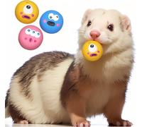 FORZENA Lot de 3 balles couinantes en caoutchouc naturel pour furet - Haute élasticité - Latex dur - Grincement des dents - Jouets à mâcher pour petits animaux, chatons, cochons d'Inde, lapin
