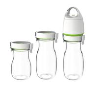 FOSA Carafe avec couvercle sous vide, lot de 4 pièces, 3 carafes en verre (350ml x 1 et 2 x 500ml) avec pompe à vide, pichet à vide - pour thé glacé, jus, lait et boisson..