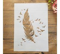 FOSANGPUSHI Pochoirs réutilisables pour peinture, format A4, 29 x 21 cm, grandes plumes et oiseaux, pochoirs de superposition pour peinture sur bois, toile, sol, mur, carrelage, tissu, meubles