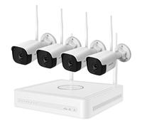 Foscam FN9108W-B4-2T Kit vidéo de surveillance Wi-Fi d'extérieur, 4 caméras (5 mégapixels), enregistreur NVR avec disque dur 2 To, vision nocturne 20 mètres, détection humaine, Wi-Fi 6 double bande