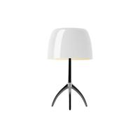 Foscarini Lampe de table Lumiere Piccola Dimbar Abat-jour blanc. pied en chrome noir