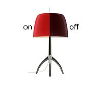 Foscarini Lumiere Grande Tavolo avec variateur Tischleuchte, noir-chrome / rouge cerise