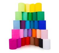 Fosdaling 30 couleurs de papier crépon coloré, serpentins multicolores, ruban de crépon adapté pour les fêtes et les vacances, le crépon pastel, le bricolage fleuriste (5 cm x 10 m, rouge, vert,