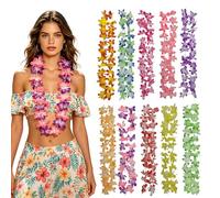 FOSDICK 10 Pièces Collier Hawaien Fleurs, Coloré Collier de Fleurs Hawaienne, Collier Fleur Hawaien, Guirlande Fleur Hawaienne, Hawaiian Tropic Thème Décorations de Fête pour Mariage Plage Pool Party