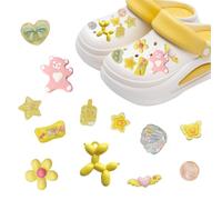 FOSDICK 12 Pcs Pins pour Crocs Jaune, Décorations de Chaussures de Bricolage, Dessin Animé Charmes de Chaussure, Breloques de Chaussures pour Femme Sabots, Charme Chaussure, Cadeaux de Fête