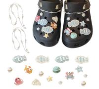 FOSDICK 18 Pins pour Crocs Thème de l'Océan, Mignon Poisson Charmes de Chaussure, Décorations de Chaussures de Bricolage, Perle Breloques de Chaussures, Coquillages Charme Chaussure, Cadeaux de Fête