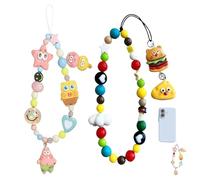 FOSDICK 2 Pcs Bijoux de Telephone, Mignon Bracelet Telephone Portable, Chaine Telephone Portable Bijoux, Hamburger Motifs Phone Charm, Pendentifs pour Téléphones Portables, pour Femmes Filles