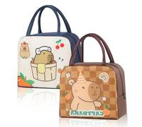 FOSDICK 2 Pcs Capybara Sac Isotherme Repas Enfant, Mignon Lunch Bag Isotherme, Petit Pochette isotherme Repas, Capybara sac Lunch Box, Sac Dejeuner, Glaciere Enfant pour Travail, École, Pique Nique