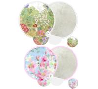 FOSDICK 2 PCS Éventail Rond Pliant, Eventail Pliable, Fleurs Eventail Rond Pliable de Poche, Mini Éventails Ronds Pliants, Éventails Pop up Pliant à Main Portable, pour Festival, Mariage, Fête