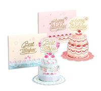 FOSDICK 2 Pièces Carte Anniversaire Fille, Carte Anniversaire 3d, Cartes Pop Up Anniversaires avec Enveloppes pour Votre Famille, Vos Amis et Votre Amoureuse Rose et Bleu