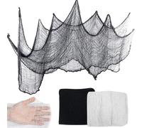 FOSDICK 2Pcs Tissu Halloween Decoration Effrayante, 300x76cm, (Blanc, Noir)