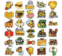 FOSDICK 30 Pcs Abeille Charmes de Chaussure, Pins pour Crocs Charms, Charmes de Chaussure Dessin Animé en PVC, Abeille Chaussure pour Crocs, Breloque pour Sabots Sandales, pour Jeunes, Filles, Garçons