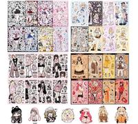 FOSDICK 32 Feuilles Personnages de Filles de Dessins Animés Stickers, Mignon Autocollant Scrapbooking, Plusieurs Styles Fille Sticker, Autocollants Enfants pour DIY Décoration Ordinateur Valise Book