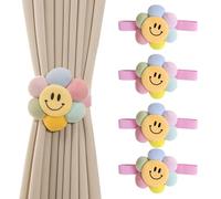 FOSDICK 4 Pièces Embrasse pour Rideaux, Attache Rideau, Colorées Fleur Embrasse Rideau, Élastique Bande Embrase de Rideaux, Embrasses à Rideaux, Attache Rideaux pour La Maison, Le Bureau Décoration