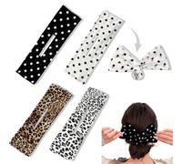 FOSDICK 4 Pièces Flexibles Bun Chignon Magique, Twist Attache Cheveux Femme | Réutilisables Bandeau Magique Cheveux, Bigoudis Donuts Chignon, Imprimé Léopard et Pois, Danse Mariages un Usage Quotidien