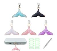 FOSDICK 5 Pièces Bouchon USB C, Cache USB C, Mignon Bouchon Anti Poussiere USB C, Queue de Poisson Pendentif Cache Type C, Protection Port USB C Compatible avec la Plupart Smartphone et Tablette