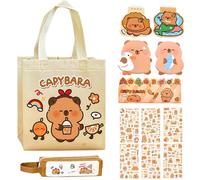 FOSDICK Ensemble de Capybara Papeterie, Trousse Capybara avec Fourniture Scolaire Kawaii, Trousse Scolaire, Postit, Post It Livre, Mini Cahier Spirale, Stickers, Sac Cadeau pour Étudiants Bureau École