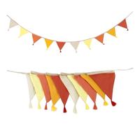 FOSDICK Guirlande Fanions Tissus, Guirlande Fanion avec Pompons, guirlande Chambre Enfant, Banderole Triangle en Coton pour Decoration Chambre Bebe, Decoration Lit Cabane, Mariage, Fêtes(Tons Orange)